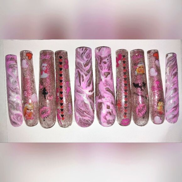 Hand crafted custom10pc acrylic press on nails sz large - Picture 4 of 7